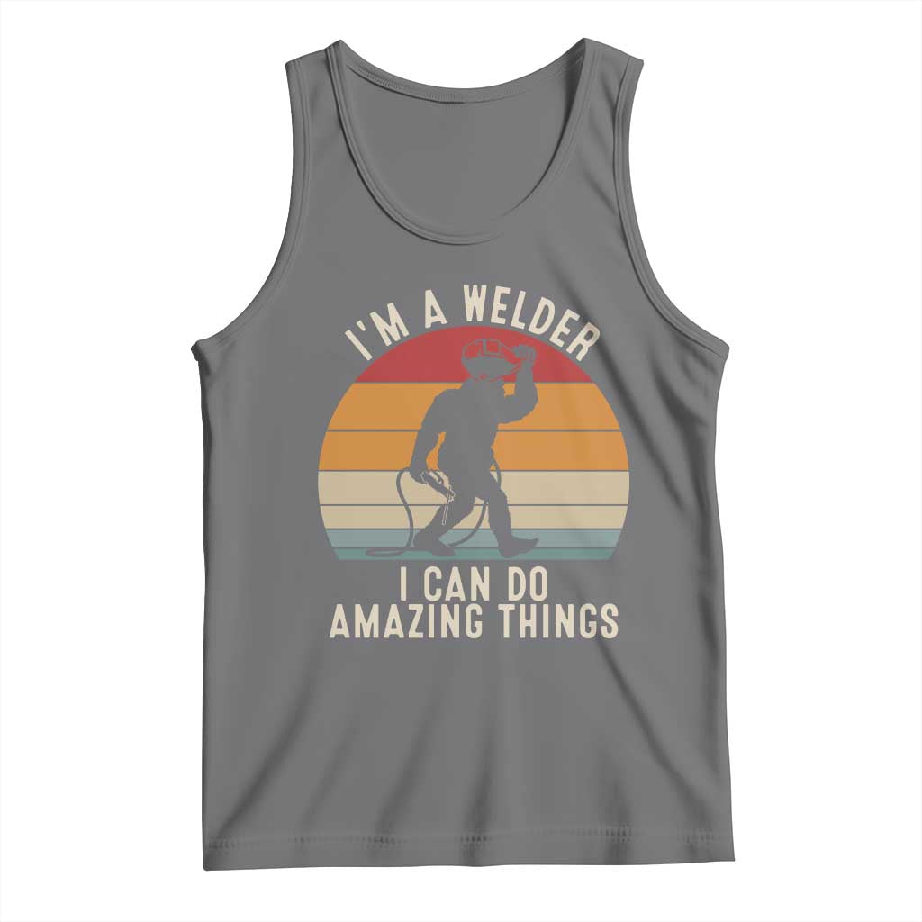 Funny Bigfoot Welding Gift Tank Top I Can Do Amazing Things With A Welder TS12 Black Heather Print Your Wear