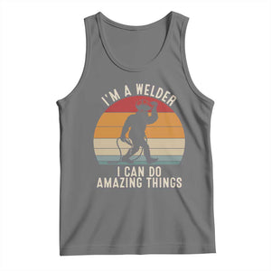 Funny Bigfoot Welding Gift Tank Top I Can Do Amazing Things With A Welder TS12 Black Heather Print Your Wear