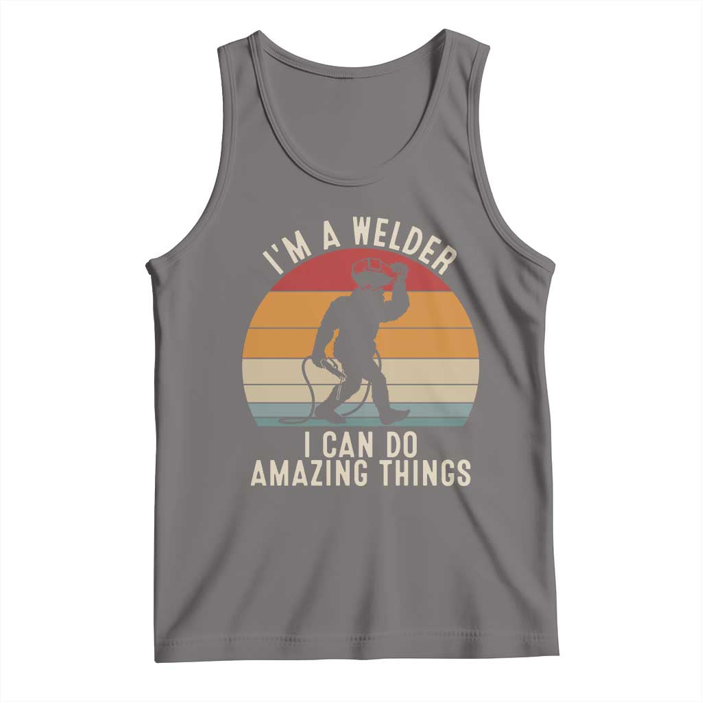 Funny Bigfoot Welding Gift Tank Top I Can Do Amazing Things With A Welder TS12 Deep Heather Print Your Wear