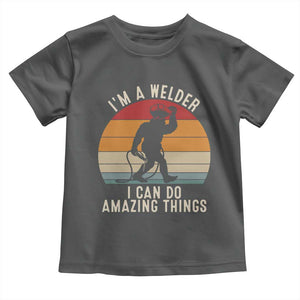 Funny Bigfoot Welding Gift Toddler T Shirt I Can Do Amazing Things With A Welder TS12 Dark Heather Print Your Wear