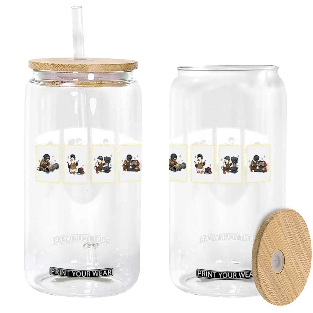 Silly Goose Pipeline Worker Glass Can Funny Welding Graphic Gift