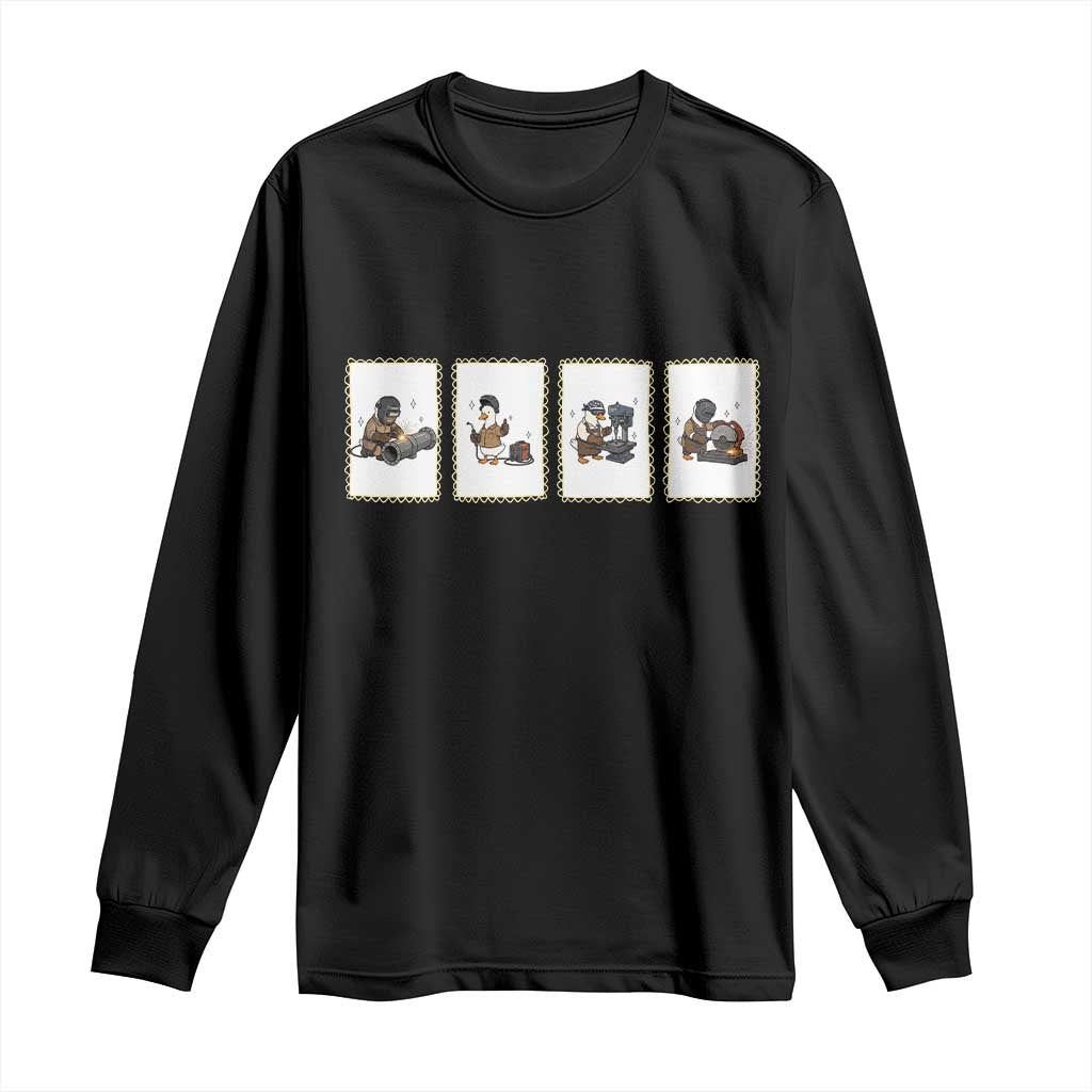 Silly Goose Pipeline Worker Long Sleeve Shirt Funny Welding Graphic Gift