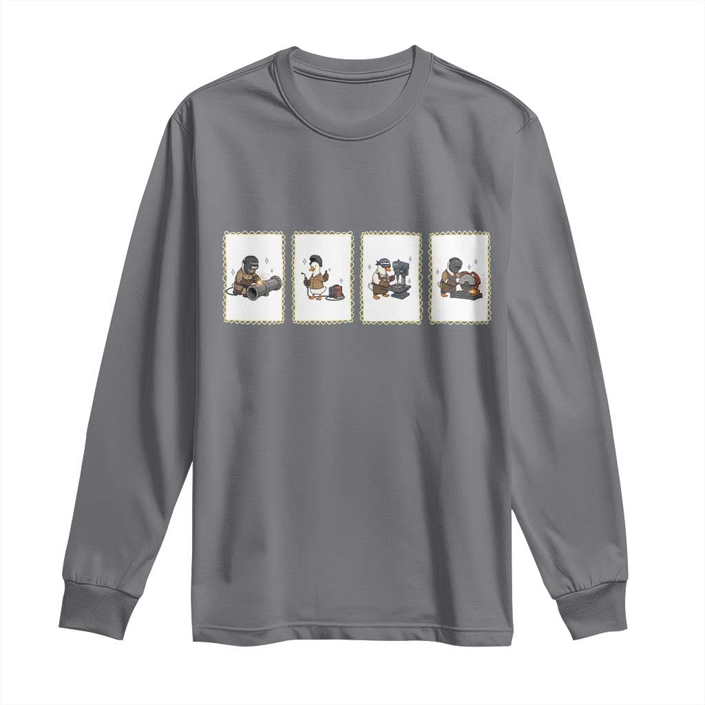 Silly Goose Pipeline Worker Long Sleeve Shirt Funny Welding Graphic Gift