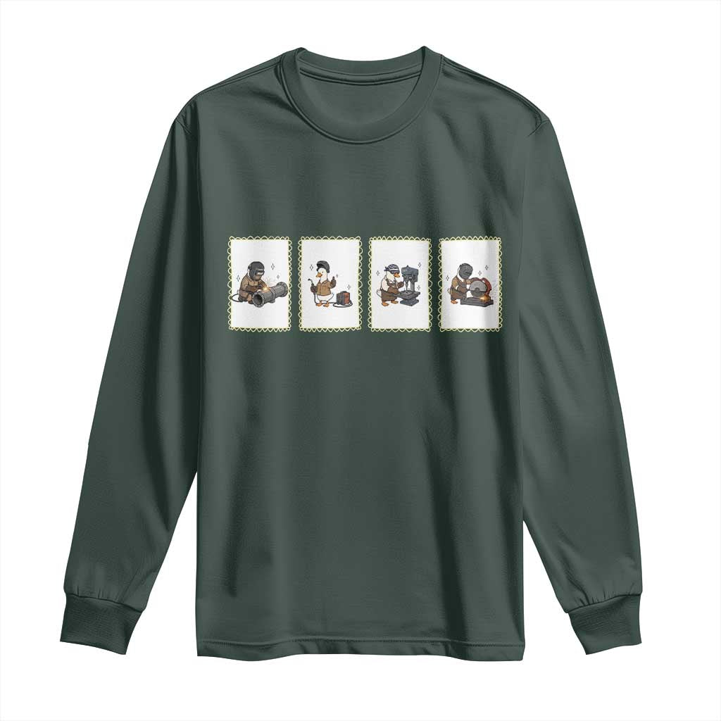 Silly Goose Pipeline Worker Long Sleeve Shirt Funny Welding Graphic Gift