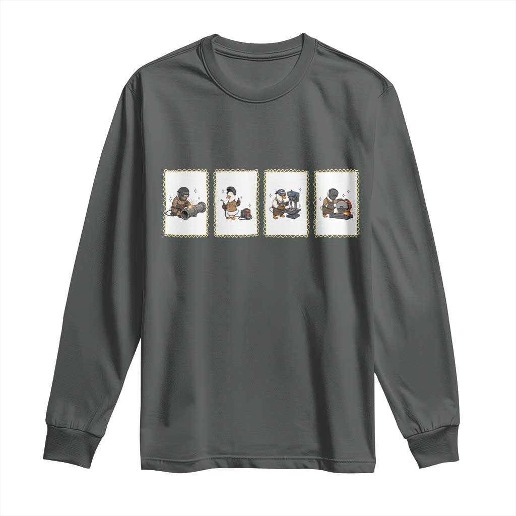 Silly Goose Pipeline Worker Long Sleeve Shirt Funny Welding Graphic Gift