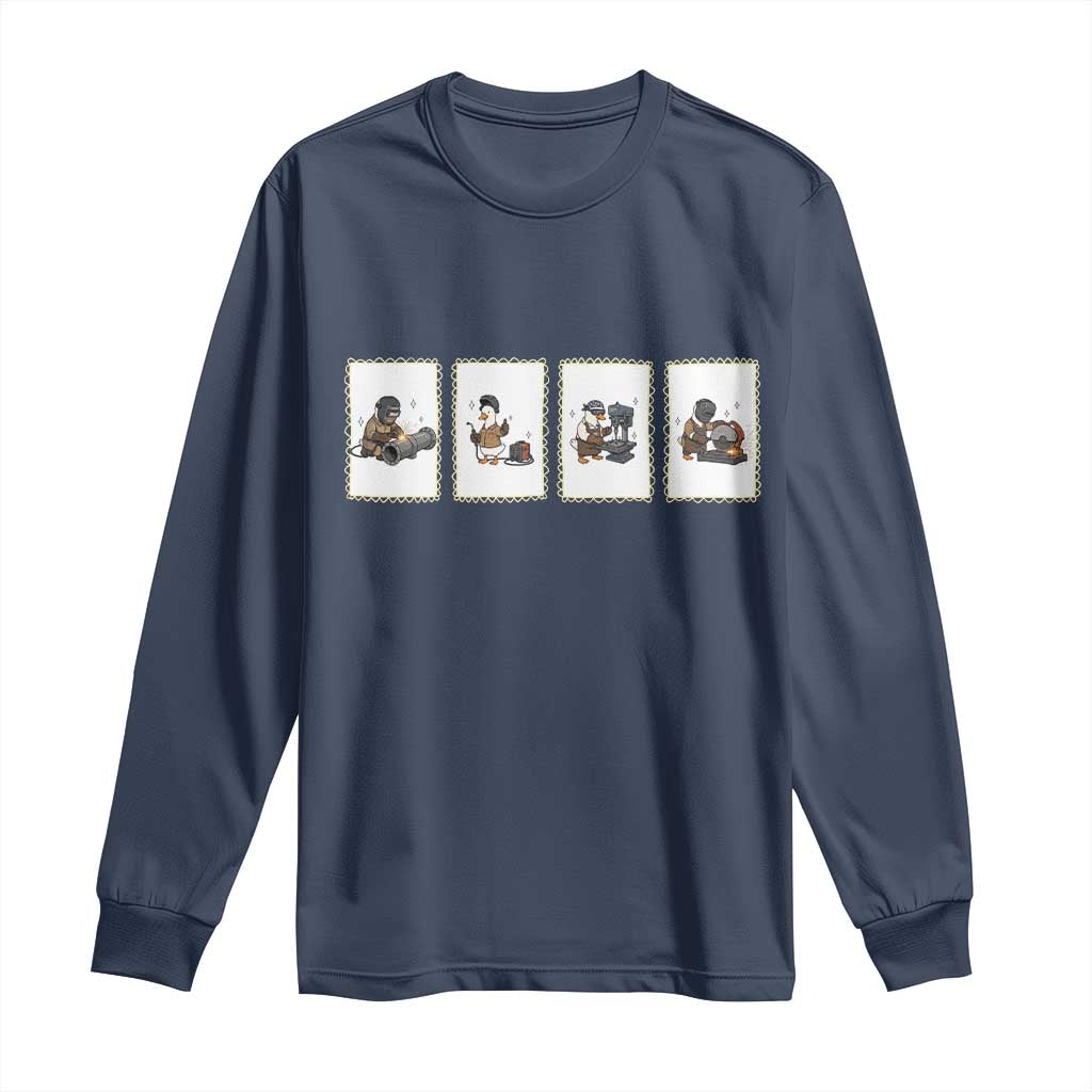 Silly Goose Pipeline Worker Long Sleeve Shirt Funny Welding Graphic Gift