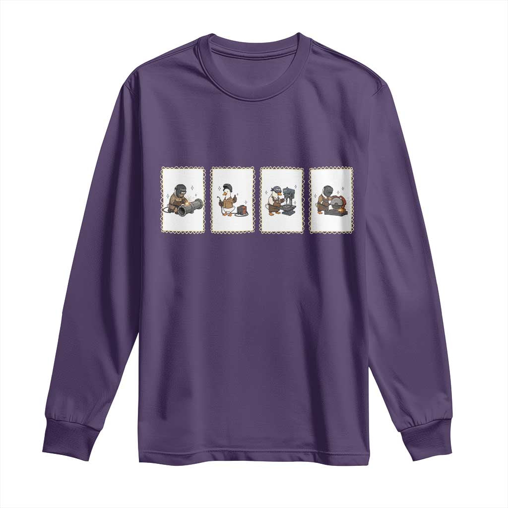 Silly Goose Pipeline Worker Long Sleeve Shirt Funny Welding Graphic Gift