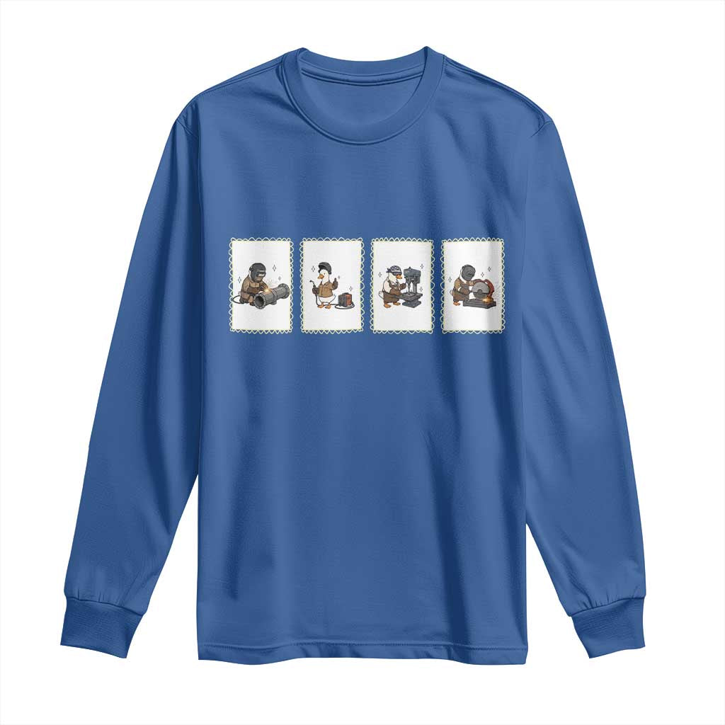 Silly Goose Pipeline Worker Long Sleeve Shirt Funny Welding Graphic Gift