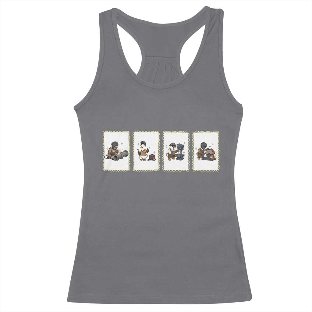 Silly Goose Pipeline Worker Racerback Tank Top Funny Welding Graphic Gift TS12 Charcoal Print Your Wear