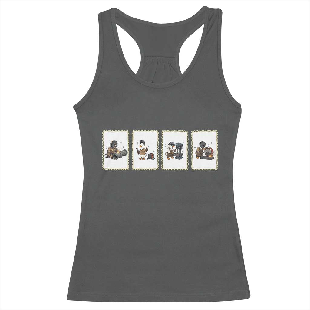 Silly Goose Pipeline Worker Racerback Tank Top Funny Welding Graphic Gift TS12 Dark Heather Print Your Wear