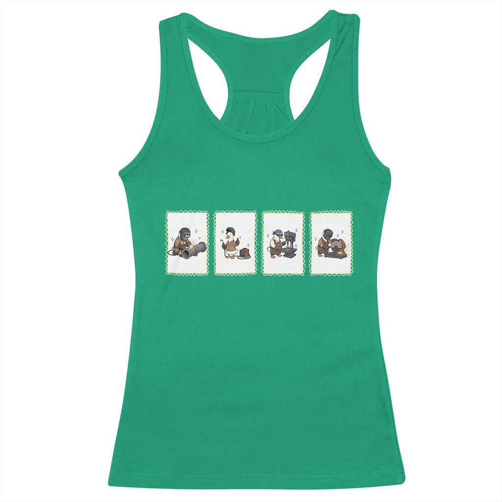 Silly Goose Pipeline Worker Racerback Tank Top Funny Welding Graphic Gift TS12 Irish Green Print Your Wear