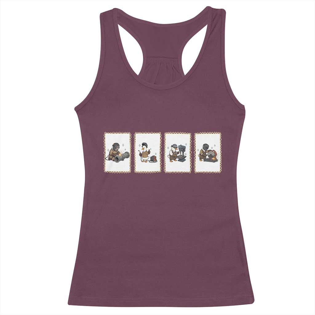 Silly Goose Pipeline Worker Racerback Tank Top Funny Welding Graphic Gift TS12 Maroon Print Your Wear