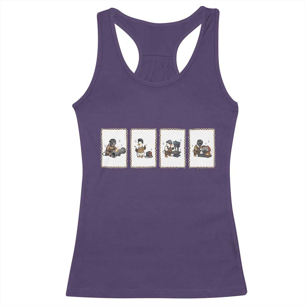 Silly Goose Pipeline Worker Racerback Tank Top Funny Welding Graphic Gift TS12 Purple Print Your Wear