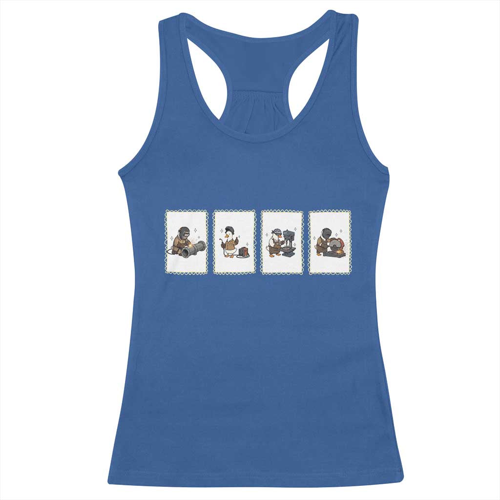 Silly Goose Pipeline Worker Racerback Tank Top Funny Welding Graphic Gift TS12 Royal Blue Print Your Wear