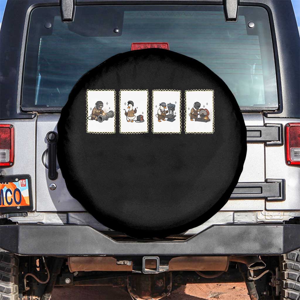 Silly Goose Pipeline Worker Spare Tire Cover Funny Welding Graphic Gift TS12 No hole Black Print Your Wear