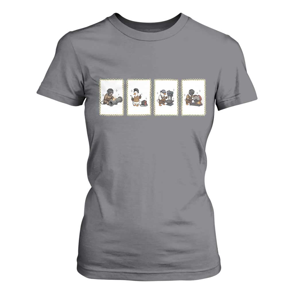 Silly Goose Pipeline Worker T Shirt For Women Funny Welding Graphic Gift TS12 Charcoal Print Your Wear