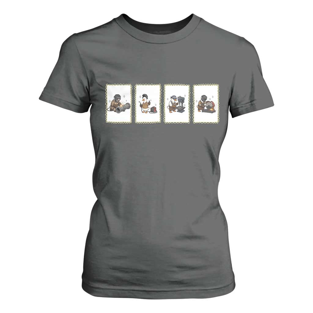 Silly Goose Pipeline Worker T Shirt For Women Funny Welding Graphic Gift TS12 Dark Heather Print Your Wear