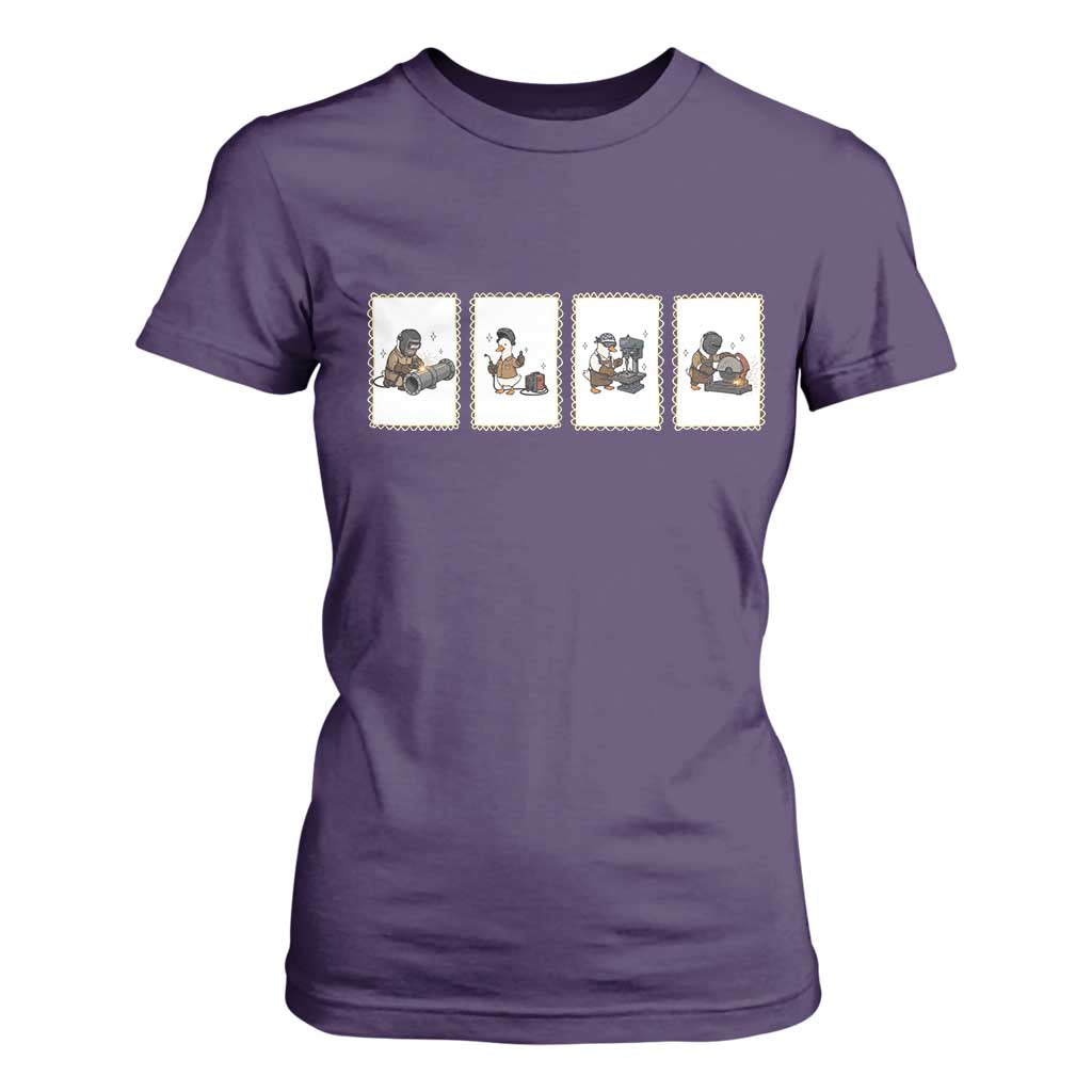 Silly Goose Pipeline Worker T Shirt For Women Funny Welding Graphic Gift TS12 Purple Print Your Wear