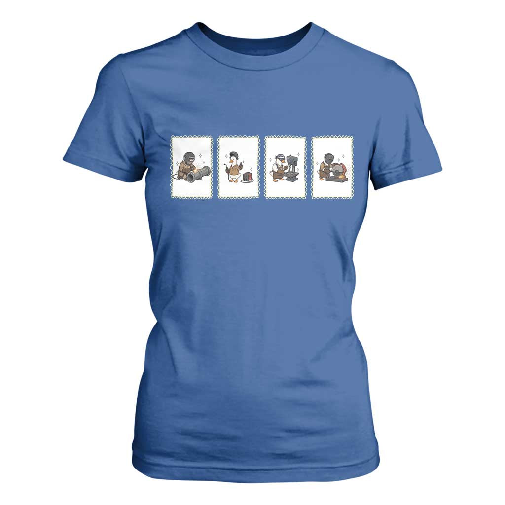 Silly Goose Pipeline Worker T Shirt For Women Funny Welding Graphic Gift TS12 Royal Blue Print Your Wear