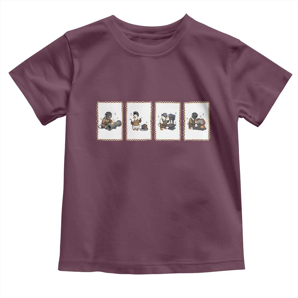 Silly Goose Pipeline Worker Toddler T Shirt Funny Welding Graphic Gift TS12 Maroon Print Your Wear