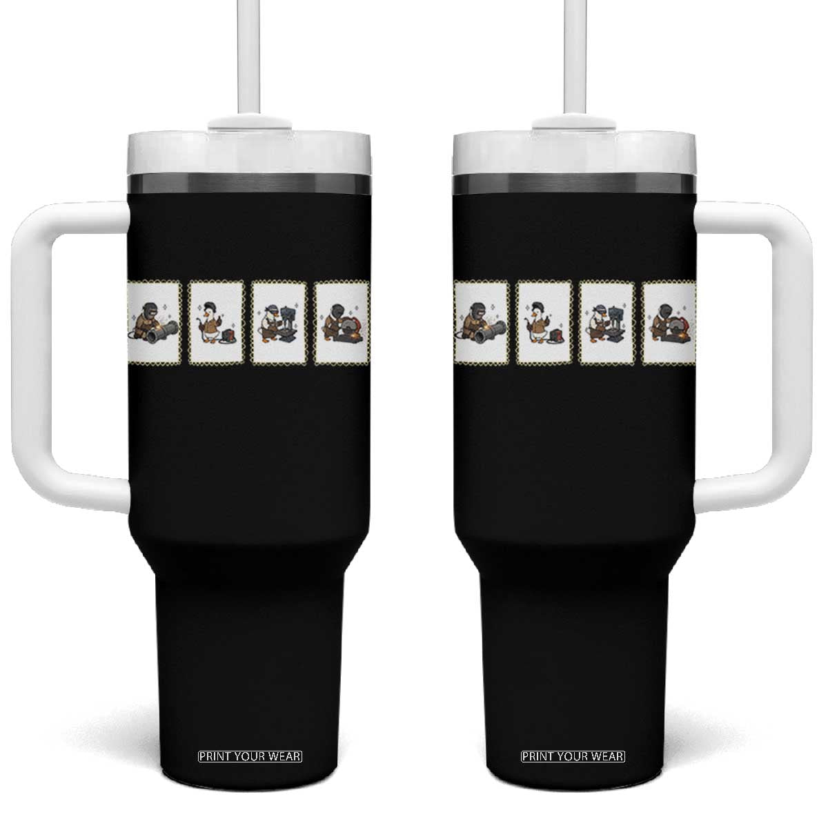 Silly Goose Pipeline Worker Tumbler With Handle Funny Welding Graphic Gift