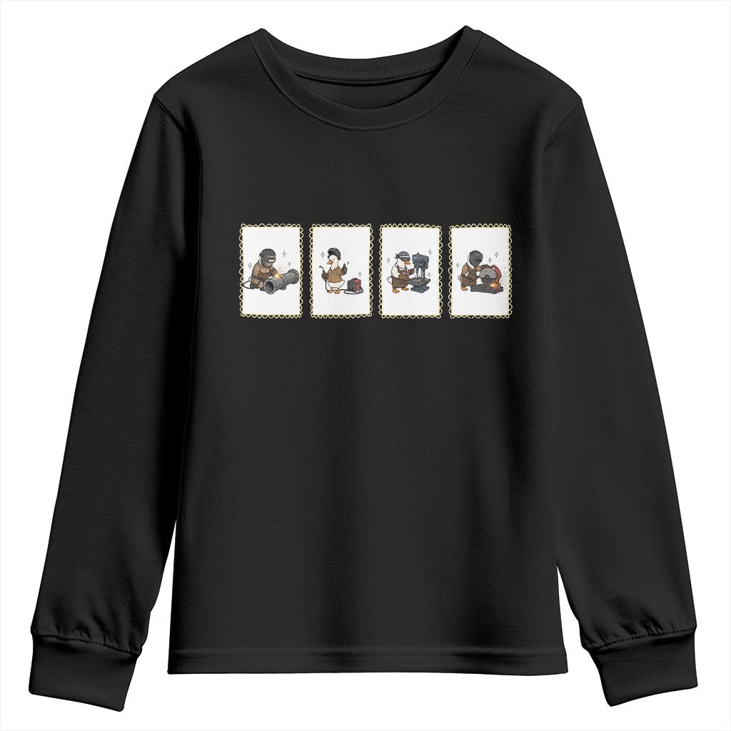 Silly Goose Pipeline Worker Youth Sweatshirt Funny Welding Graphic Gift TS12 Black Print Your Wear