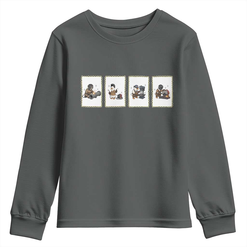 Silly Goose Pipeline Worker Youth Sweatshirt Funny Welding Graphic Gift TS12 Dark Heather Print Your Wear