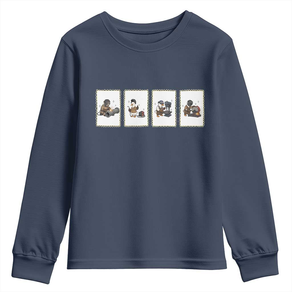Silly Goose Pipeline Worker Youth Sweatshirt Funny Welding Graphic Gift TS12 Navy Print Your Wear