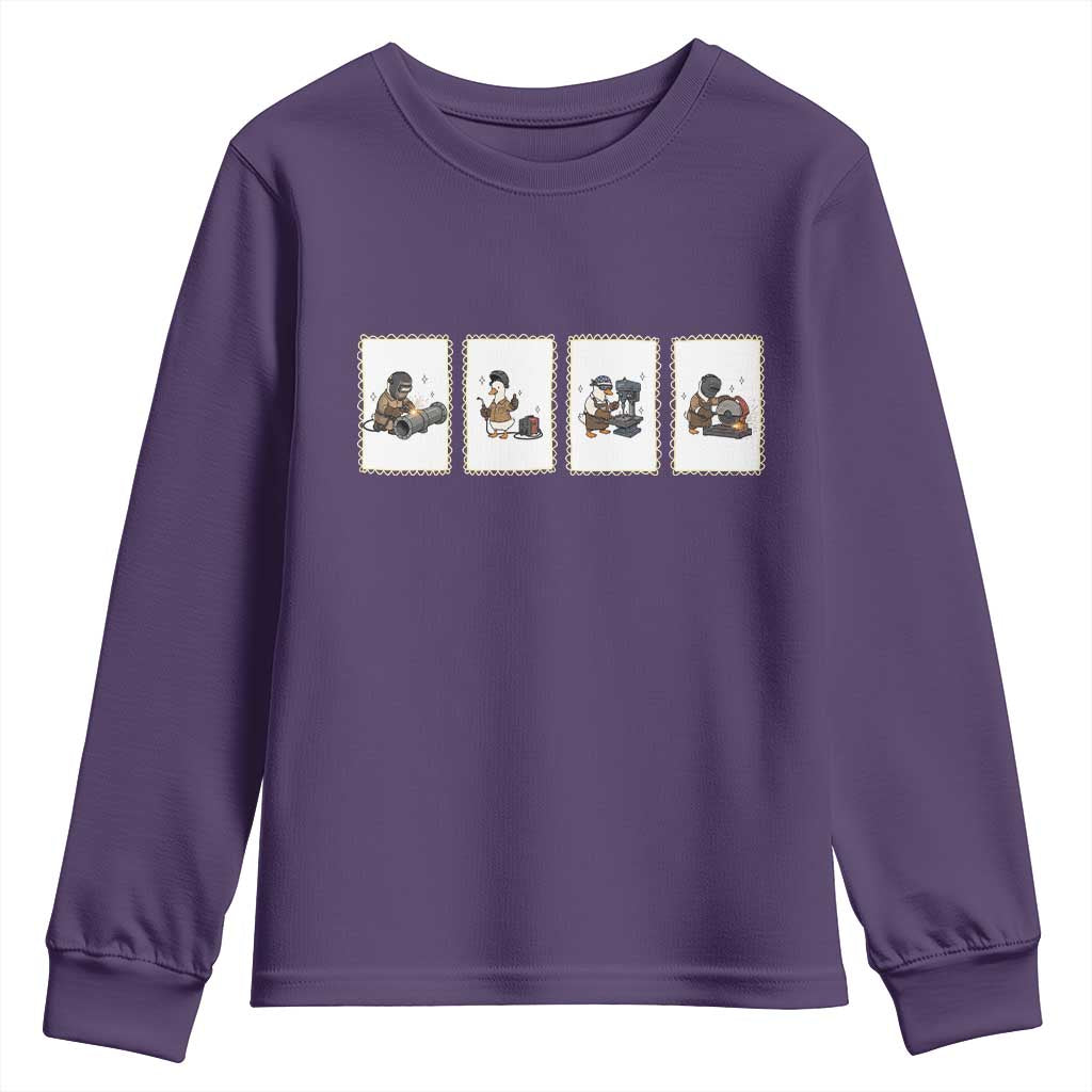 Silly Goose Pipeline Worker Youth Sweatshirt Funny Welding Graphic Gift TS12 Purple Print Your Wear
