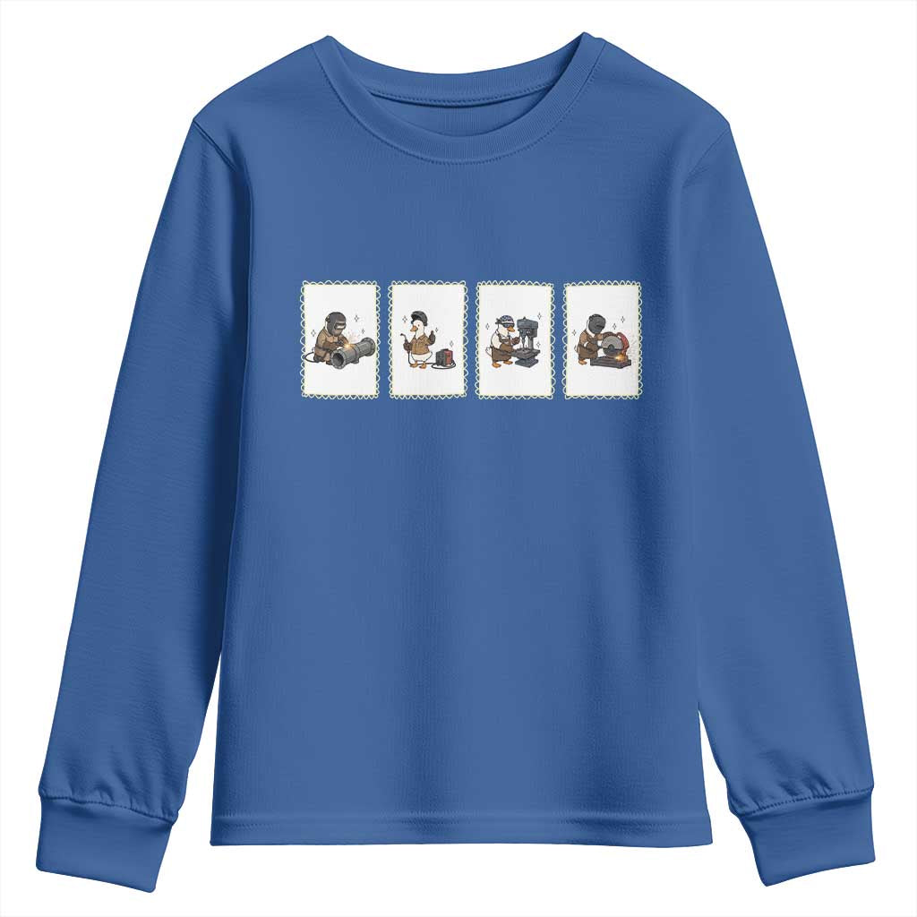 Silly Goose Pipeline Worker Youth Sweatshirt Funny Welding Graphic Gift TS12 Royal Blue Print Your Wear