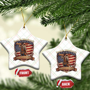 Proud American Woodworker Ceramic Ornament Born To Woodwork Patriotic Gift