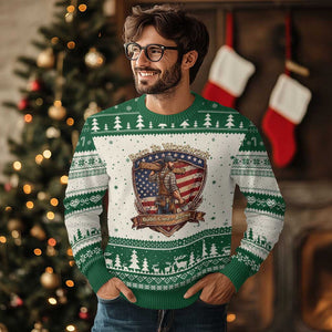 Proud American Woodworker Ugly Christmas Sweater Born To Woodwork Patriotic Gift