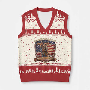 Proud American Woodworker V-Neck Knit Sweater Vest Born To Woodwork Patriotic Gift TS12 Beige Red Print Your Wear