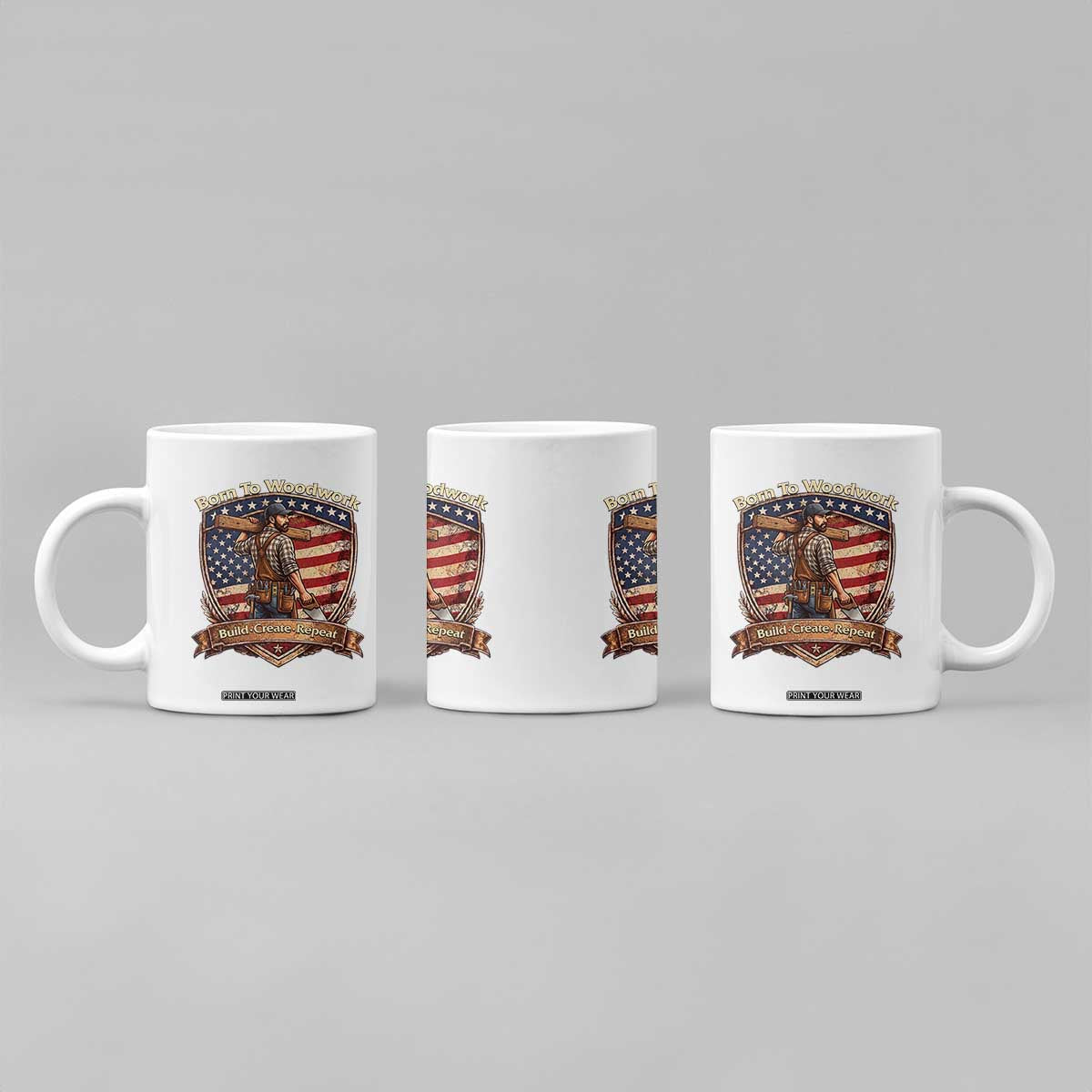Proud American Woodworker Coffee Mug Born To Woodwork Patriotic Gift TS12 Print Your Wear