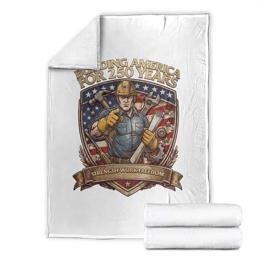 American Construction Worker Throw Blanket Building America For 250 Years