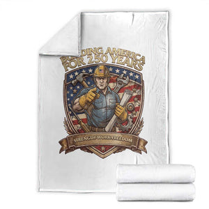American Construction Worker Throw Blanket Building America For 250 Years