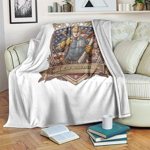 American Construction Worker Throw Blanket Building America For 250 Years
