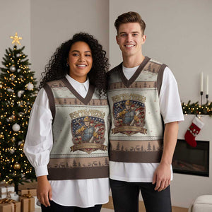 American Construction Worker V-Neck Knit Sweater Vest Building America For 250 Years TS12 Mocha Mousse Print Your Wear