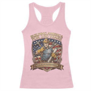 American Construction Worker Racerback Tank Top Building America For 250 Years TS12 Light Pink Print Your Wear