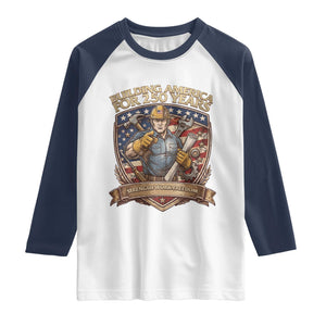 American Construction Worker Raglan Shirt Building America For 250 Years