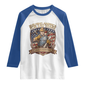 American Construction Worker Raglan Shirt Building America For 250 Years