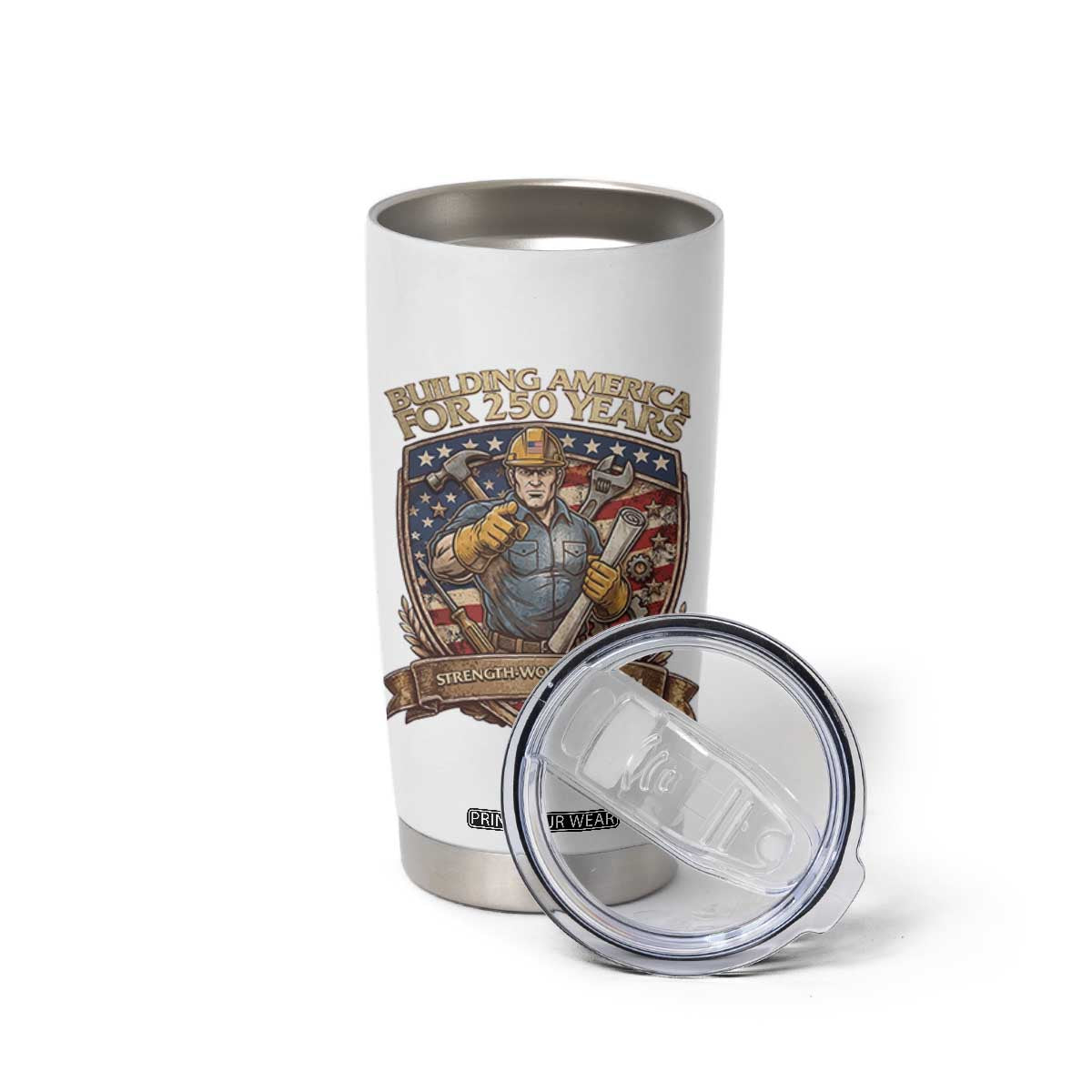 American Construction Worker Tumbler Cup Building America For 250 Years