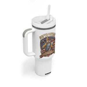 American Construction Worker Tumbler With Handle Building America For 250 Years