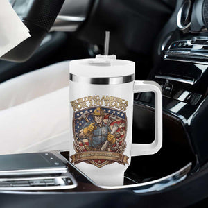 American Construction Worker Tumbler With Handle Building America For 250 Years