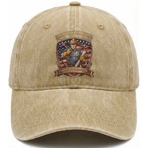American Construction Worker Washed Cotton Baseball Cap Building America For 250 Years