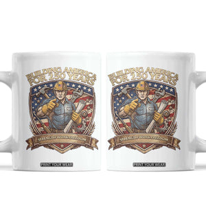 American Construction Worker Coffee Mug Building America For 250 Years TS12 White Print Your Wear