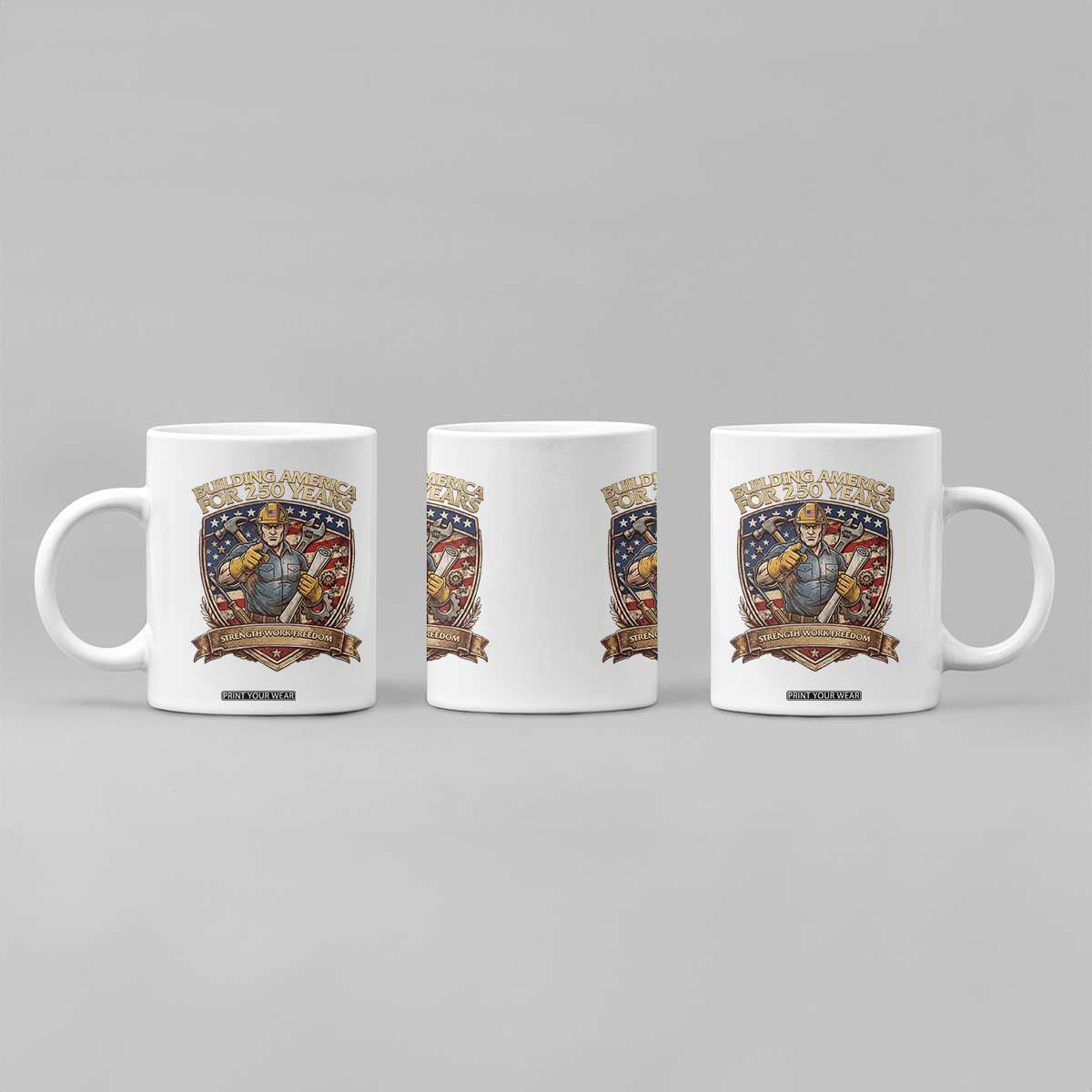 American Construction Worker Coffee Mug Building America For 250 Years TS12 Print Your Wear