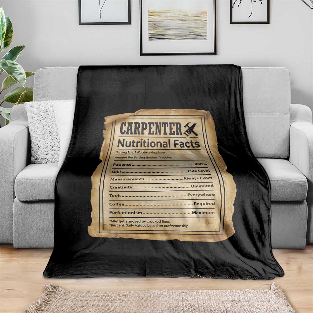 Woodworker Nutrition Label Throw Blanket Carpenter Nutritional Facts Graphic TS12 Print Your Wear