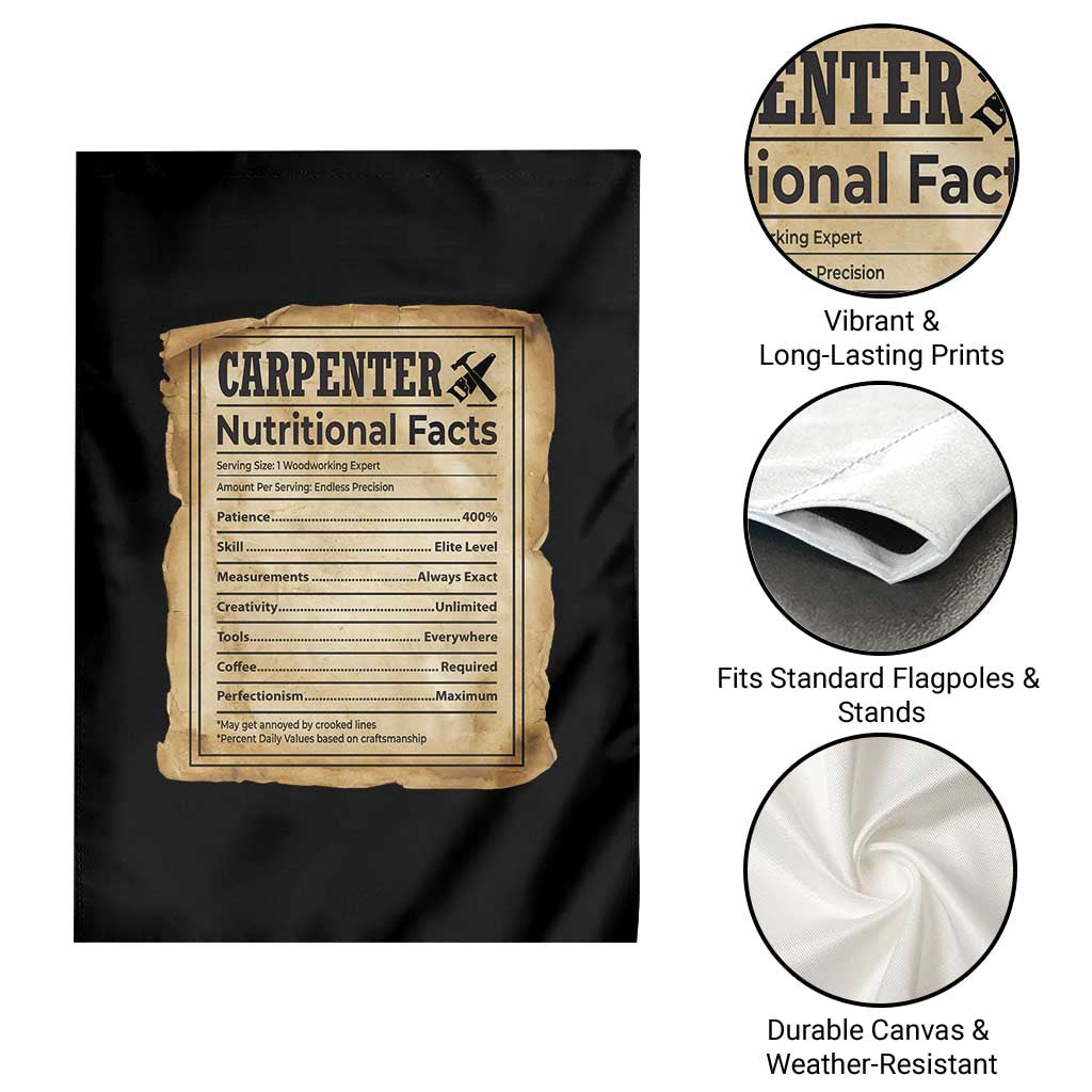 Woodworker Nutrition Label Garden Flag Carpenter Nutritional Facts Graphic