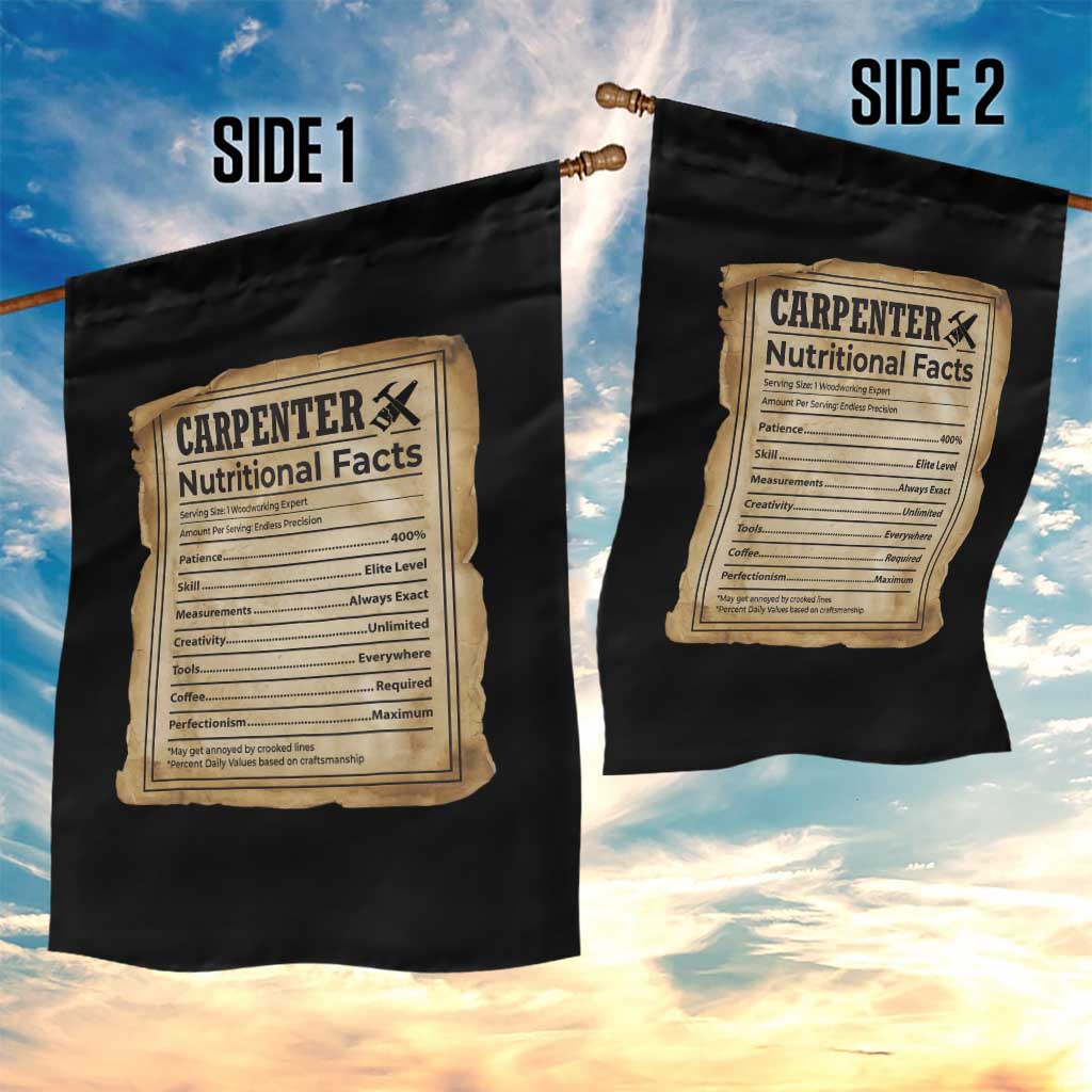 Woodworker Nutrition Label Garden Flag Carpenter Nutritional Facts Graphic